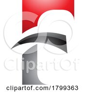 Poster, Art Print Of Red And Black Glossy Letter F Icon With Pointy Tips