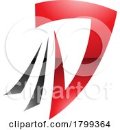 Red And Black Glossy Letter D Icon With Tails