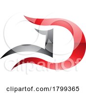 Poster, Art Print Of Red And Black Glossy Letter D Icon With Wavy Curves