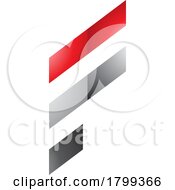 Poster, Art Print Of Red And Black Glossy Letter F Icon With Diagonal Stripes