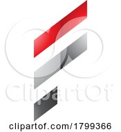 Red And Black Glossy Letter F Icon With Diagonal Stripes