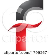 Poster, Art Print Of Red And Black Glossy Letter F Icon With Spiky Waves