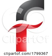 Red And Black Glossy Letter F Icon With Spiky Waves