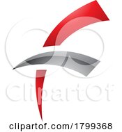 Red And Black Glossy Letter F Icon With Round Spiky Lines