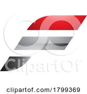 Red And Black Glossy Letter F Icon With Horizontal Stripes
