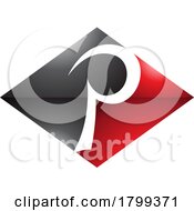 Red And Black Glossy Horizontal Diamond Letter P Icon