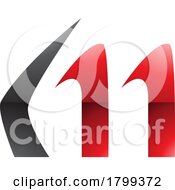 Red And Black Glossy Horn Shaped Letter M Icon