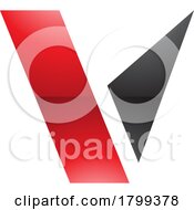 Poster, Art Print Of Red And Black Glossy Geometrical Shaped Letter V Icon