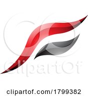 Red And Black Glossy Flying Bird Shaped Letter F Icon