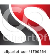 Red And Black Glossy Fish Fin Shaped Letter S Icon