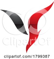 Red And Black Glossy Diving Bird Shaped Letter Y Icon