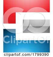 Poster, Art Print Of Red Blue And Grey Glossy Rectangular Letter E Icon