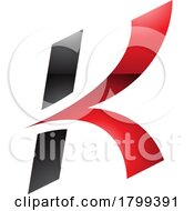 Poster, Art Print Of Red And Black Glossy Italic Arrow Shaped Letter K Icon