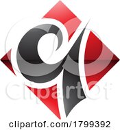 Poster, Art Print Of Red And Black Glossy Diamond Shaped Letter Q Icon