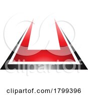 Red And Black Glossy Bold Spiky Shaped Letter U Icon