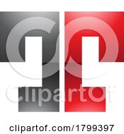 Poster, Art Print Of Red And Black Glossy Bold Split Shaped Letter T Icon