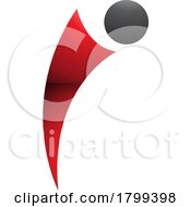 Red And Black Glossy Bowing Person Shaped Letter I Icon