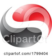 Red And Black Glossy Circle Shaped Letter S Icon