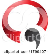 Red And Black Glossy Comma Shaped Letter Q Icon