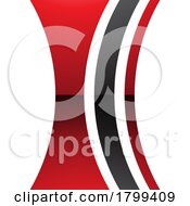 Red And Black Glossy Concave Lens Shaped Letter I Icon