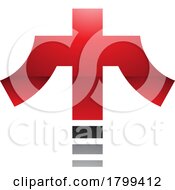 Poster, Art Print Of Red And Black Glossy Cross Shaped Letter T Icon