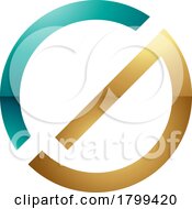 Persian Green And Golden Thin Round Glossy Letter G Icon