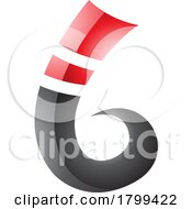 Red And Black Curly Glossy Spike Shape Letter B Icon