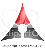 Red And Black Deflated Glossy Triangle Letter A Icon