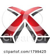 Poster, Art Print Of Red And Black Glossy 3d Shaped Letter X Icon