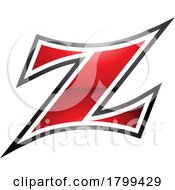 Poster, Art Print Of Red And Black Glossy Arc Shaped Letter Z Icon