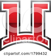 Red And Black Glossy Arch Shaped Letter U Icon