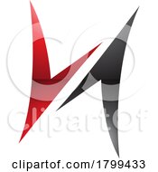 Red And Black Glossy Arrow Shaped Letter H Icon