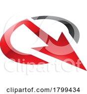 Red And Black Glossy Arrow Shaped Letter Q Icon
