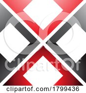 Poster, Art Print Of Red And Black Glossy Arrow Square Shaped Letter X Icon