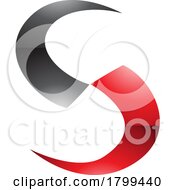 Red And Black Glossy Blade Shaped Letter S Icon