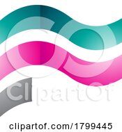Poster, Art Print Of Persian Green And Magenta Wavy Glossy Flag Shaped Letter F Icon