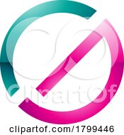 Poster, Art Print Of Persian Green And Magenta Thin Round Glossy Letter G Icon