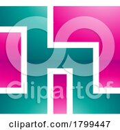 Persian Green And Magenta Square Shaped Glossy Letter H Icon