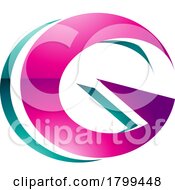 Persian Green And Magenta Round Glossy Layered Letter G Icon
