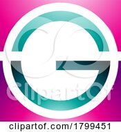 Poster, Art Print Of Persian Green And Magenta Glossy Round And Square Letter G Icon