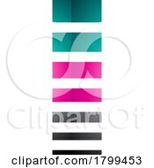Poster, Art Print Of Persian Green And Magenta Glossy Letter I Icon With Horizontal Stripes