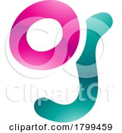 Poster, Art Print Of Persian Green And Magenta Glossy Letter G Icon With Soft Round Lines