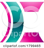 Poster, Art Print Of Persian Green And Magenta Glossy Lens Shaped Letter C Icon