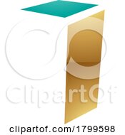 Persian Green And Gold Glossy Folded Letter I Icon