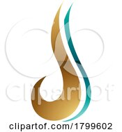 Poster, Art Print Of Persian Green And Gold Glossy Hook Shaped Letter J Icon
