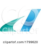 Persian Green And Blue Glossy Italic Swooshy Letter D Icon