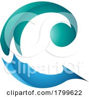Persian Green And Blue Glossy Round Curly Letter C Icon