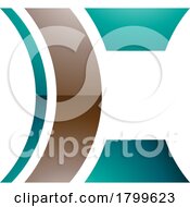 Persian Green And Brown Glossy Lens Shaped Letter C Icon