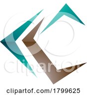 11/21/2023 - Persian Green And Brown Glossy Letter C Icon With Pointy Tips