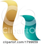 11/21/2023 - Persian Green And Gold Glossy Calligraphic Letter H Icon